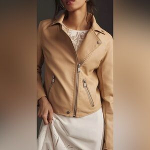 Anthropology Saige Faux Leather BLACK Moto Jacket Size Small